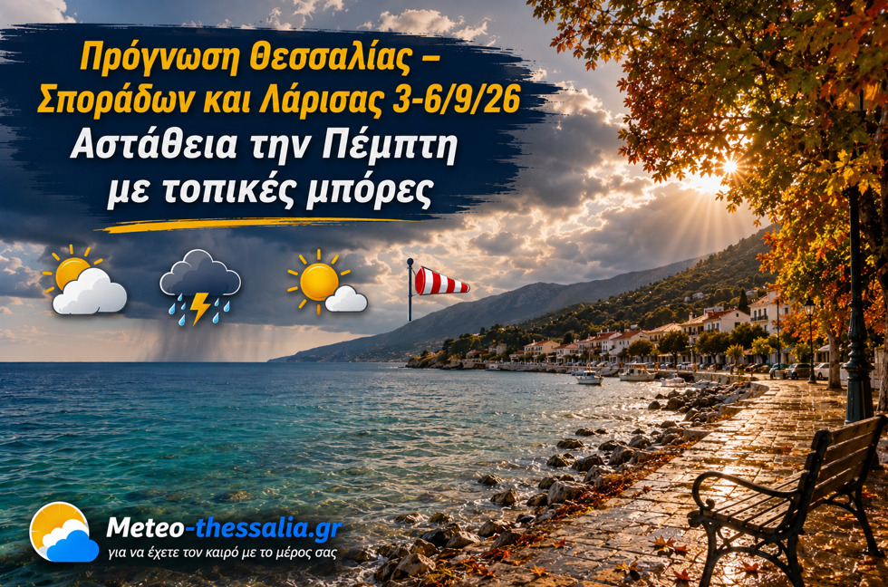 Πρόγνωση Θεσσαλίας – Σποράδων και Λάρισας 3-6/9/26