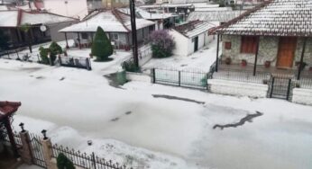 Στα λευκά τα Καλύβια Πέλλας απο ισχυρή χαλαζόπτωση (φωτο+video)