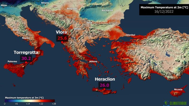 Βαλκάνια: Ρεκόρ ζέστης για Δεκέμβριο στην Αλβανία – Έως και 15°C πάνω από το μέσο όρο της εποχής