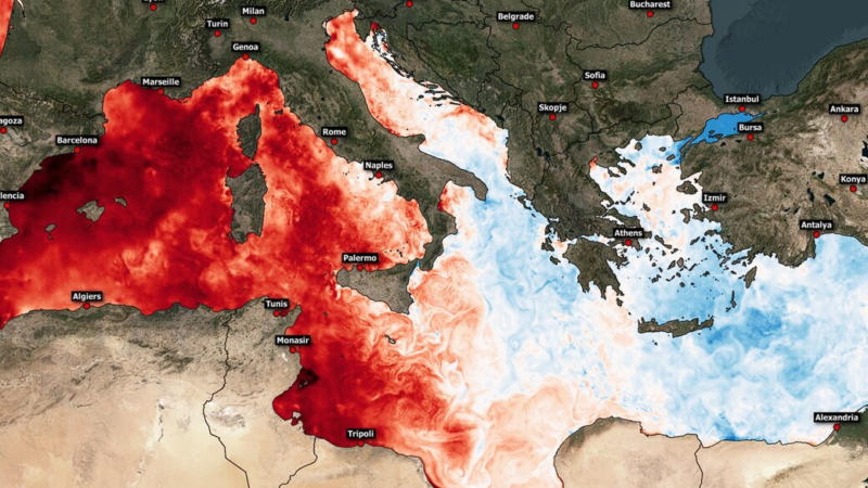 Η θερμοκρασία της θάλασσας στη Μεσόγειο στις αρχές Μαΐου 2023