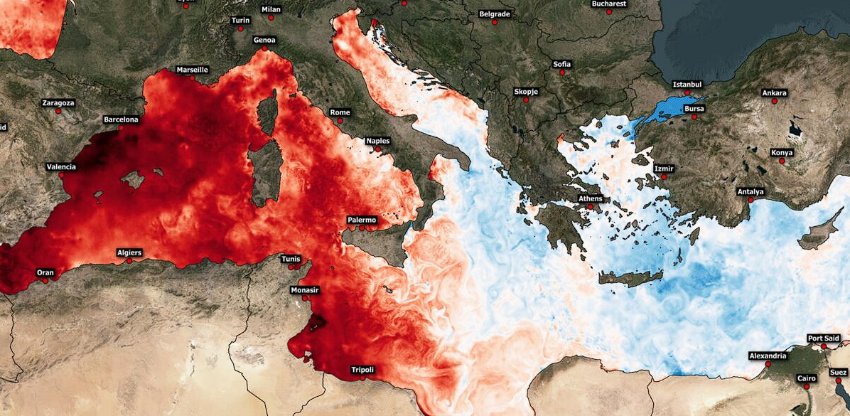 Η θερμοκρασία της θάλασσας στη Μεσόγειο στις αρχές Μαΐου 2023